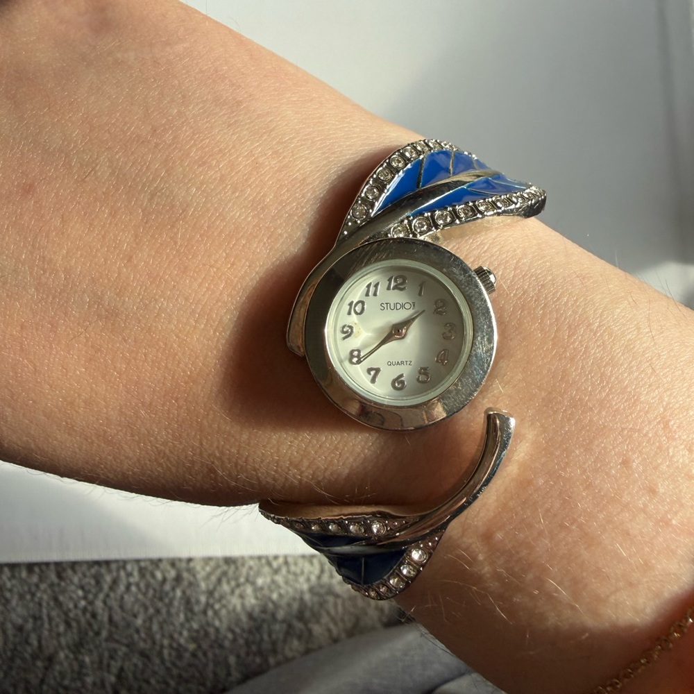 Studio Silver and Blue Crystal Watch